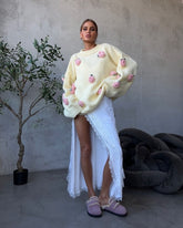 Crew Neck Sweater With Floral Details